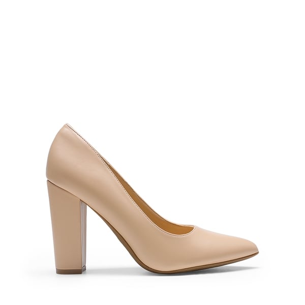 Women’s Classic Chunky Heel Dress Pumps - NUDE - 1