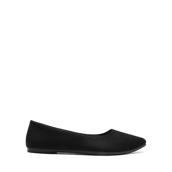 Women’s Pointed Toe Faux Suede Flats - BLACK - 2