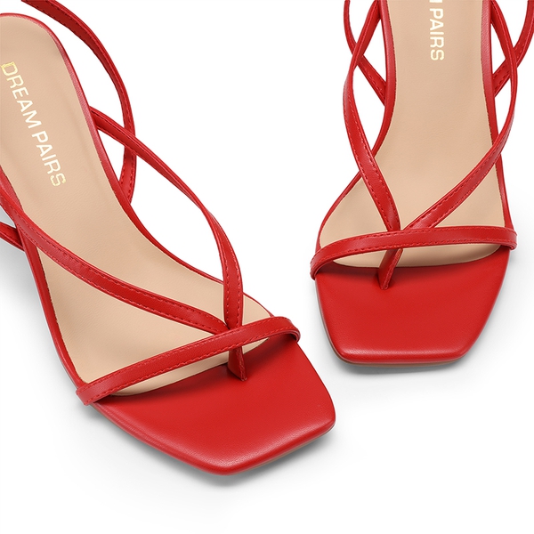 Women’s Chic Strappy Thong Stiletto Sandals - RED - 4