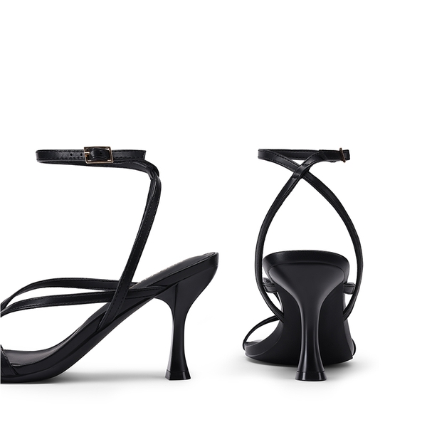 Women’s Chic Strappy Thong Stiletto Sandals - BLACK - 2