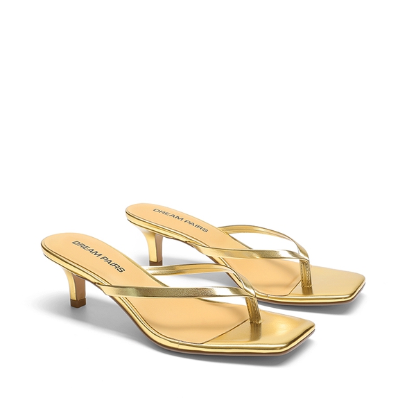 Women’s Kitten Heel Flip Flops - GOLD - 2