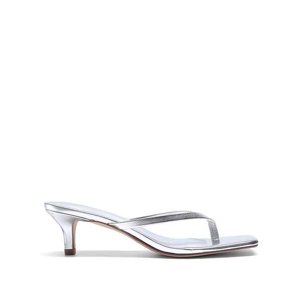 Women’s Kitten Heel Flip Flops - SILVER - 1