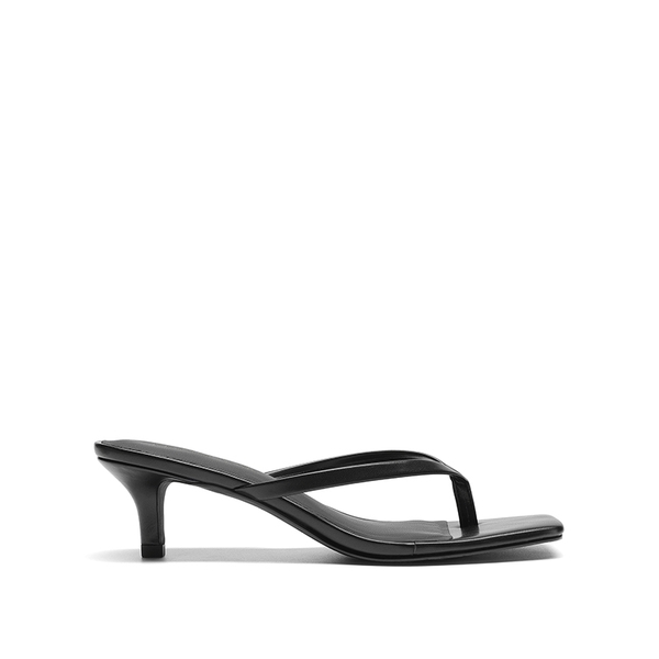 Women’s Kitten Heel Flip Flops - BLACK - 1