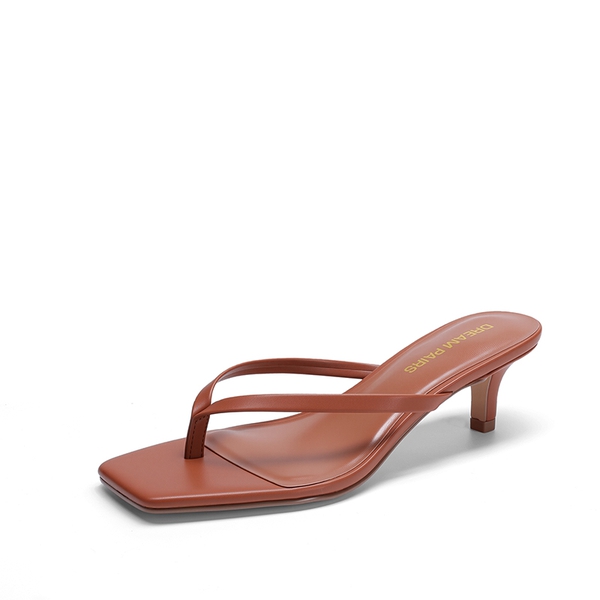 Women’s Kitten Heel Flip Flops - BROWN -  0