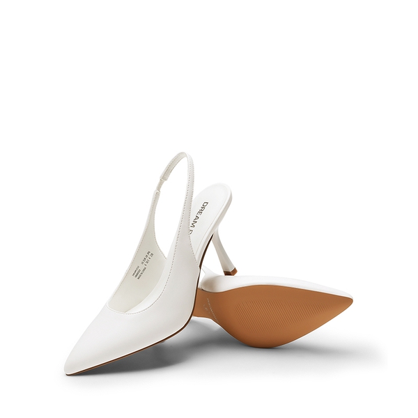 Women’s Elegant Pointed Toe Slingback Heels - WHITE-PU - 4