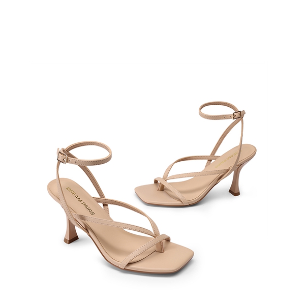 Women’s Chic Strappy Thong Stiletto Sandals - NUDE - 3