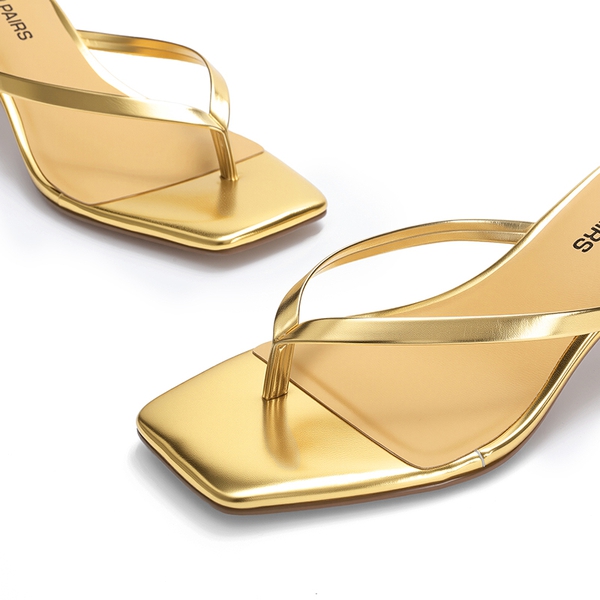 Women’s Kitten Heel Flip Flops - GOLD - 4