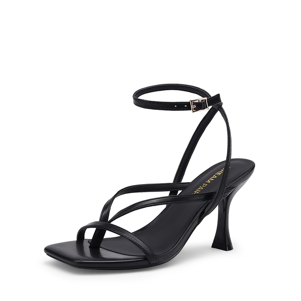 Women’s Chic Strappy Thong Stiletto Sandals - BLACK -  0