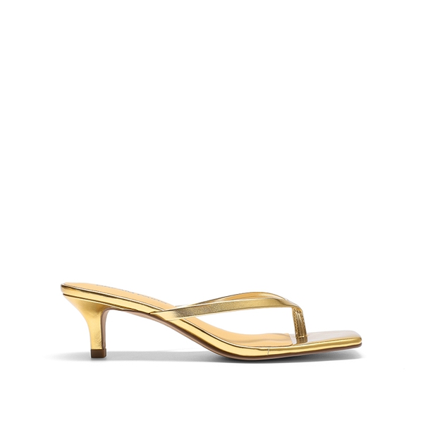 Women’s Kitten Heel Flip Flops - GOLD - 1