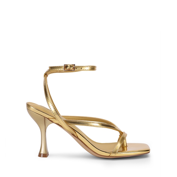 Women’s Chic Strappy Thong Stiletto Sandals - GOLD - 1