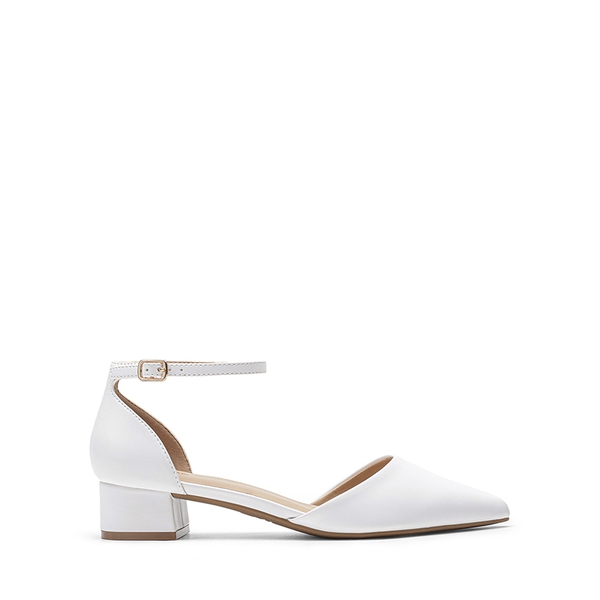Women’s Chic D’Orsay Block Heel Dress Shoes - WHITE - 2