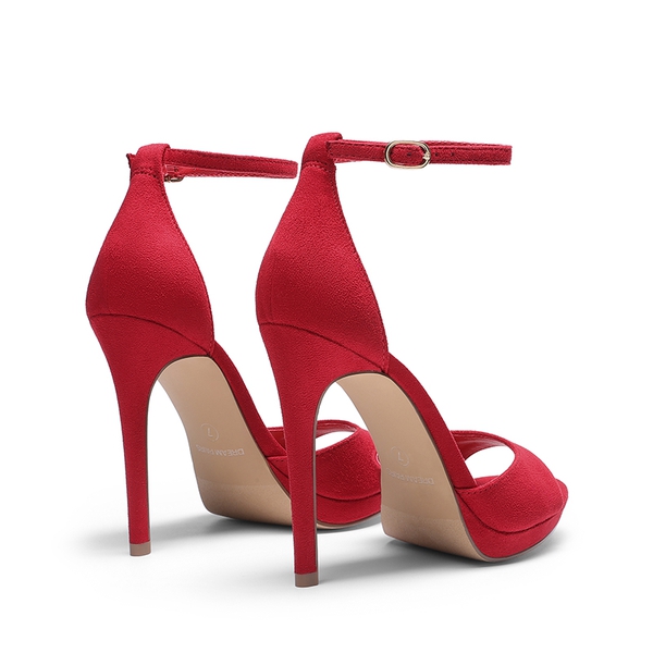 Women’s Single Strap Stiletto Heels - RED - 4