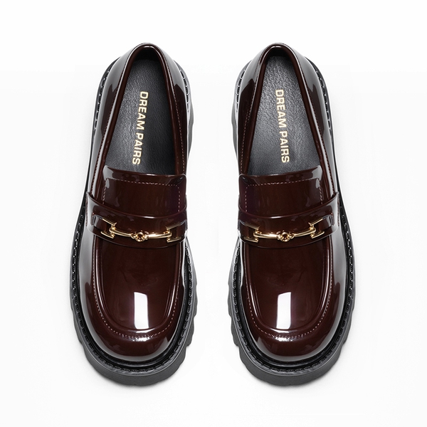 Women’s Preppy Y2K Chunky Heel Loafers - BROWN - 4