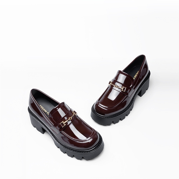 Women’s Preppy Y2K Chunky Heel Loafers - BROWN - 5