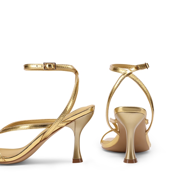 Women’s Chic Strappy Thong Stiletto Sandals - GOLD - 2