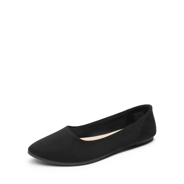 Women’s Pointed Toe Faux Suede Flats - BLACK -  0