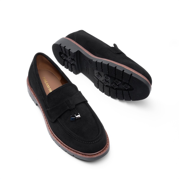 Women’s Classic Retro-Inspired Penny Loafers - BLACK-SUEDE - 3