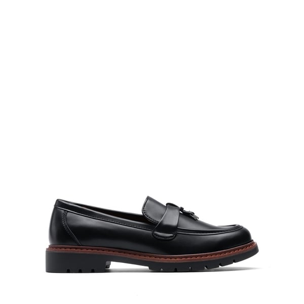 Women’s Classic Retro-Inspired Penny Loafers - BLACK-PU - 1