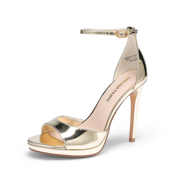 Women’s Single Strap Stiletto Heels - LIGHT GOLD -  0