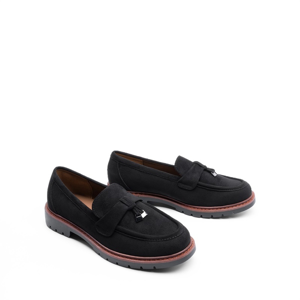 Women’s Classic Retro-Inspired Penny Loafers - BLACK-SUEDE - 2