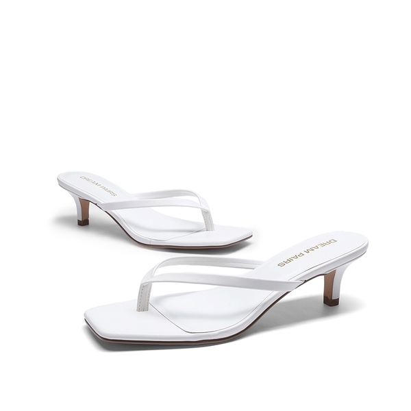 Women’s Kitten Heel Flip Flops - WHITE - 3
