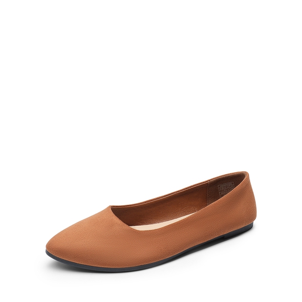 Women’s Pointed Toe Faux Suede Flats - BROWN -  0