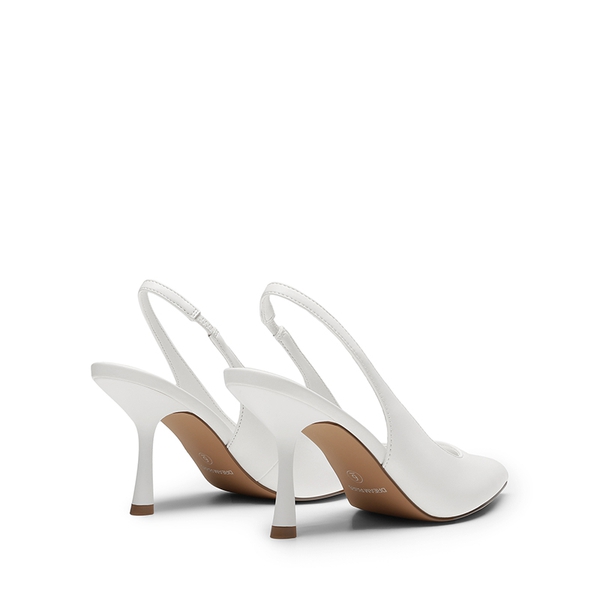 Women’s Elegant Pointed Toe Slingback Heels - WHITE-PU - 3
