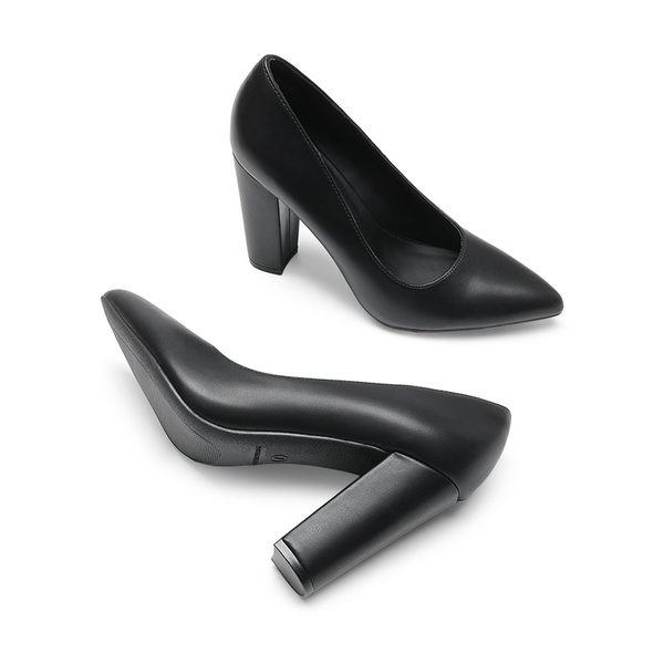 Women’s Classic Chunky Heel Dress Pumps - BLACK-PU - 3
