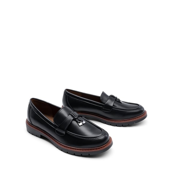 Women’s Classic Retro-Inspired Penny Loafers - BLACK-PU - 2