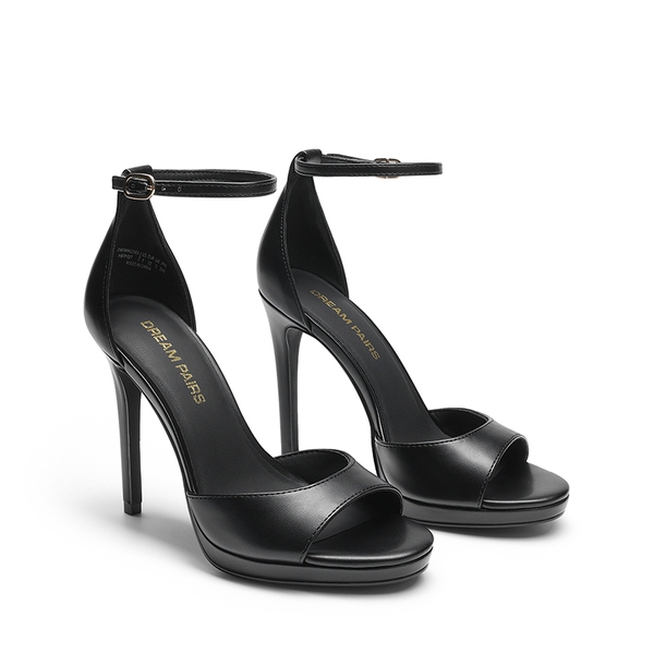 Women’s Single Strap Stiletto Heels - BLACK-PU - 3