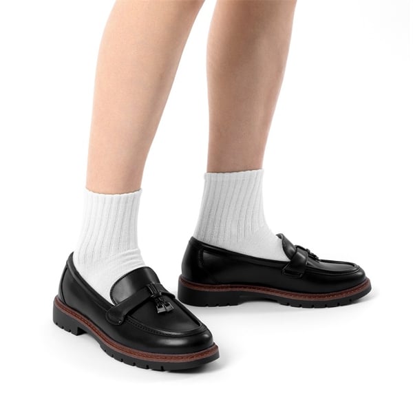 Women’s Classic Retro-Inspired Penny Loafers - BLACK-PU - 6