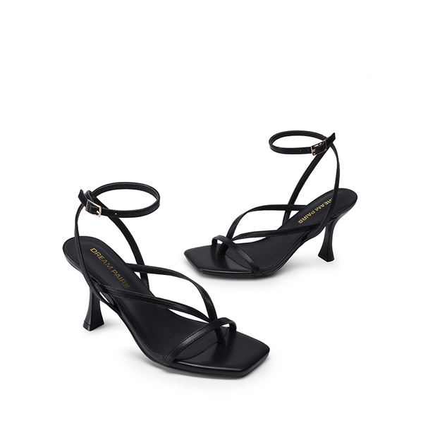 Women’s Chic Strappy Thong Stiletto Sandals - BLACK - 3