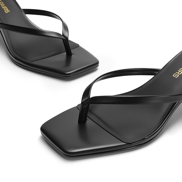 Women’s Kitten Heel Flip Flops - BLACK - 4