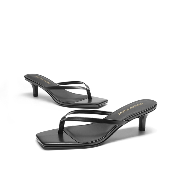Women’s Kitten Heel Flip Flops - BLACK - 3