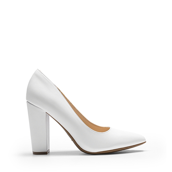 Women’s Classic Chunky Heel Dress Pumps - WHITE - 1