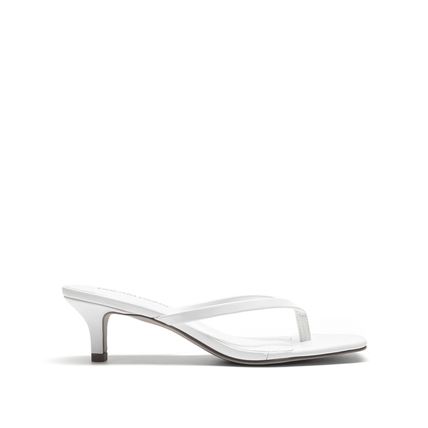 Women’s Kitten Heel Flip Flops - WHITE - 1