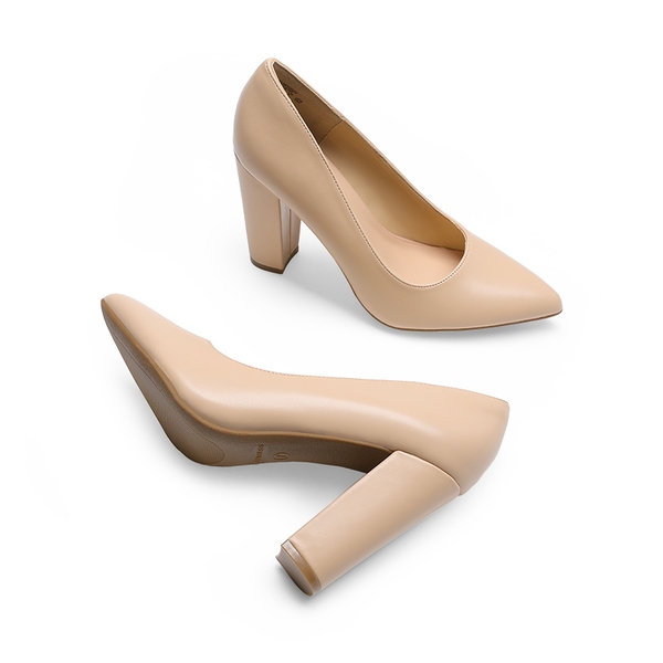 Women’s Classic Chunky Heel Dress Pumps - NUDE - 3