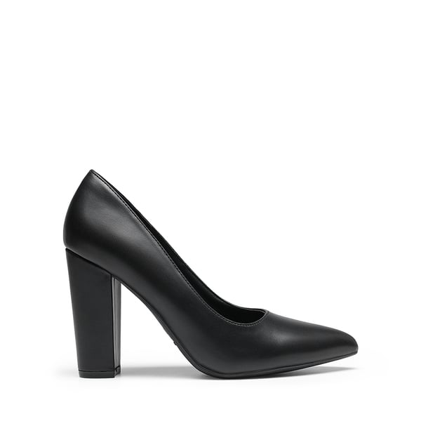 Women’s Classic Chunky Heel Dress Pumps - BLACK-PU - 1
