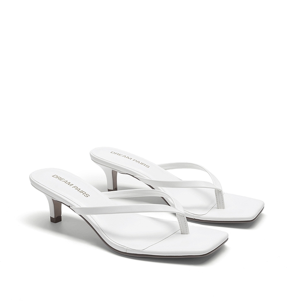 Women’s Kitten Heel Flip Flops - WHITE - 2