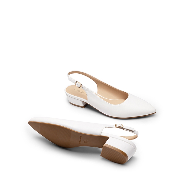 Women’s Elegant Pointed Toe Slingback Pumps - WHITE - 3