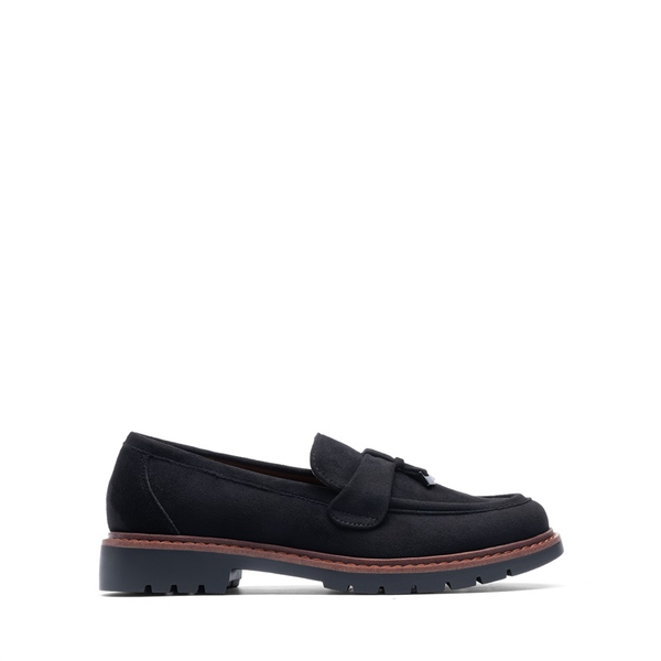 Women’s Classic Retro-Inspired Penny Loafers - BLACK-SUEDE - 1