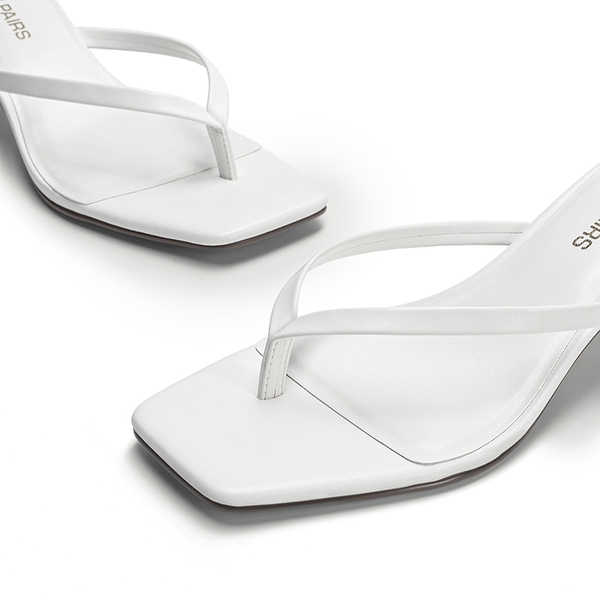 Women’s Kitten Heel Flip Flops - WHITE - 4