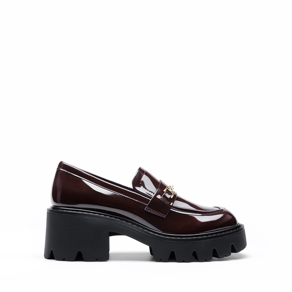 Women’s Preppy Y2K Chunky Heel Loafers - BROWN - 2