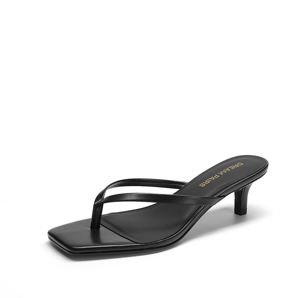 Women’s Kitten Heel Flip Flops - BLACK -  0