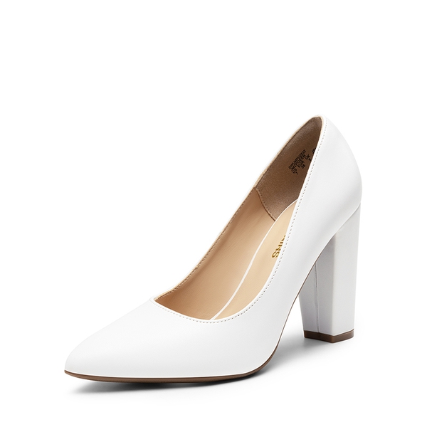 Women’s Classic Chunky Heel Dress Pumps - WHITE -  0