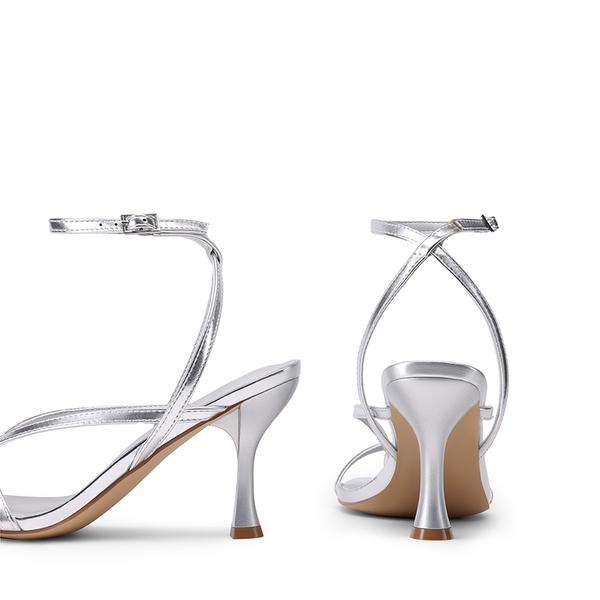 Women’s Chic Strappy Thong Stiletto Sandals - SILVER - 2