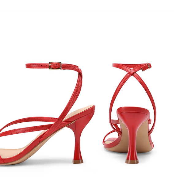 Women’s Chic Strappy Thong Stiletto Sandals - RED - 2