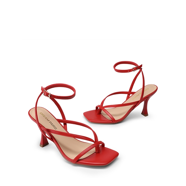 Women’s Chic Strappy Thong Stiletto Sandals - RED - 3