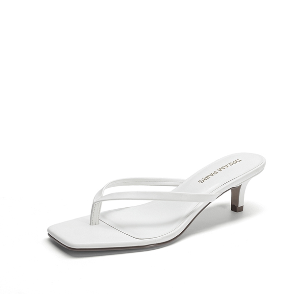 Women’s Kitten Heel Flip Flops - WHITE -  0