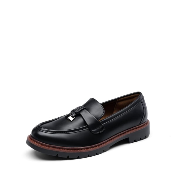 Women’s Classic Retro-Inspired Penny Loafers - BLACK-PU -  0